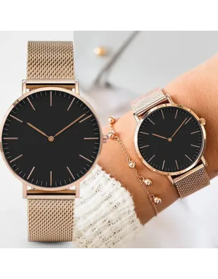 Black and Rose Gold Women’s Wrist Watch